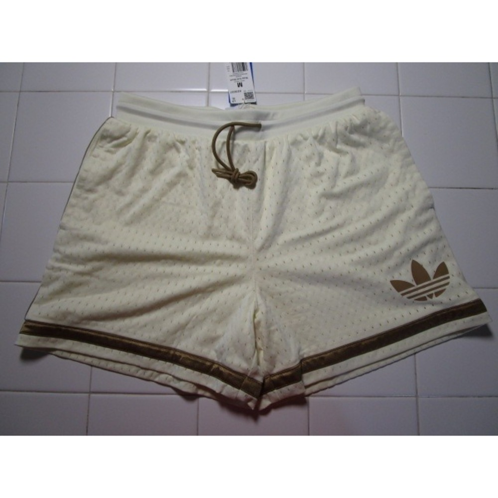 Adidas Originals KE9037 Basketball Warp Knit Shorts Ivory Brown Men's Medium
